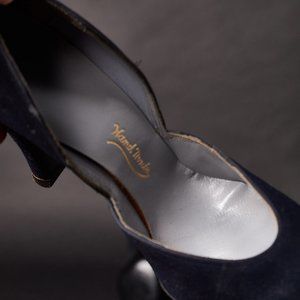 1950 Deep Blue Velvet Heels Pumps
